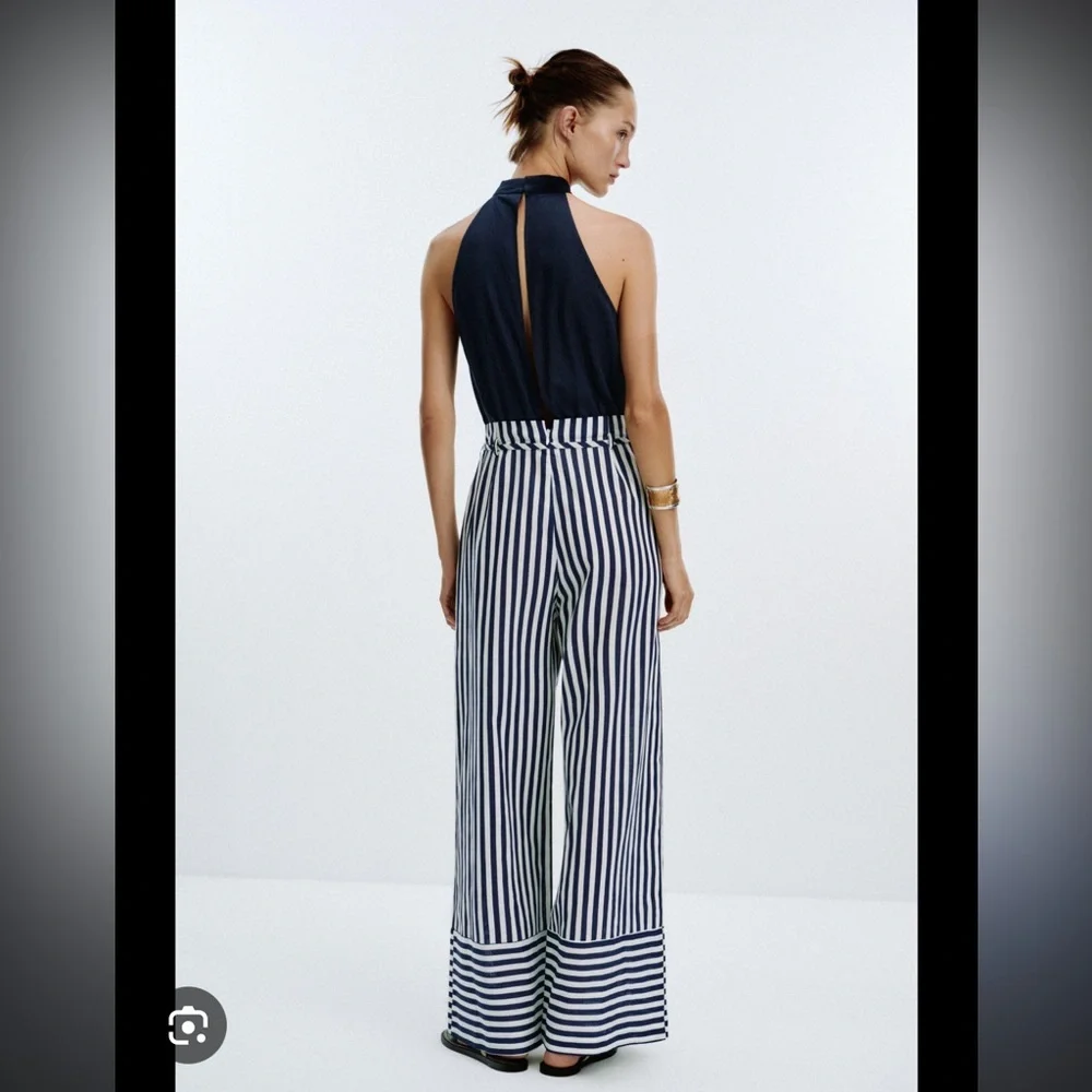 ZARA LINEN BLEND LONG JUMPSUIT